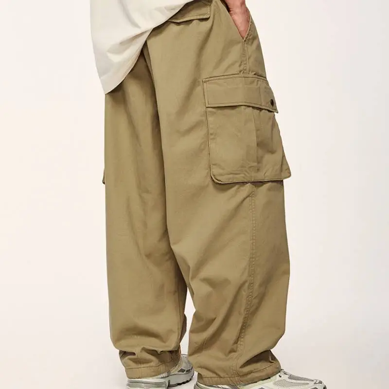 Loose Simple 100% Cotton Cargo Pants-2