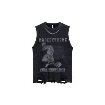 Distressed Pure Cotton Sleeveless Vest