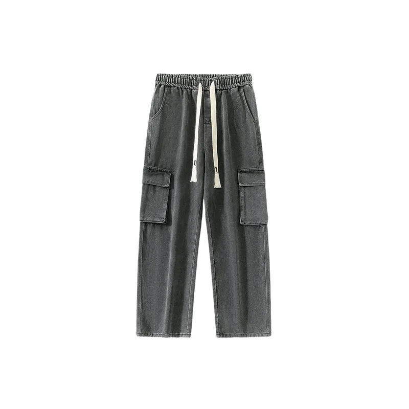 Trendy Loose Straight Wide Leg Denim Cargo Pants-8