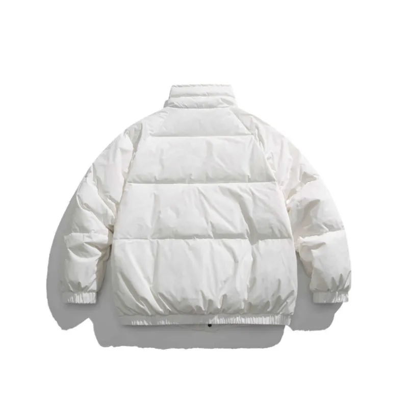 Spliced Large Pocket White Duck Down Jacket-3