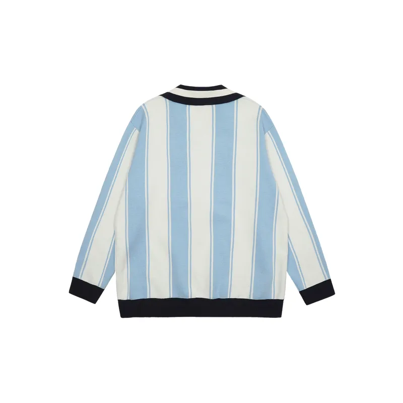 Retro Striped Cotton Blended Fabric Sweater-1