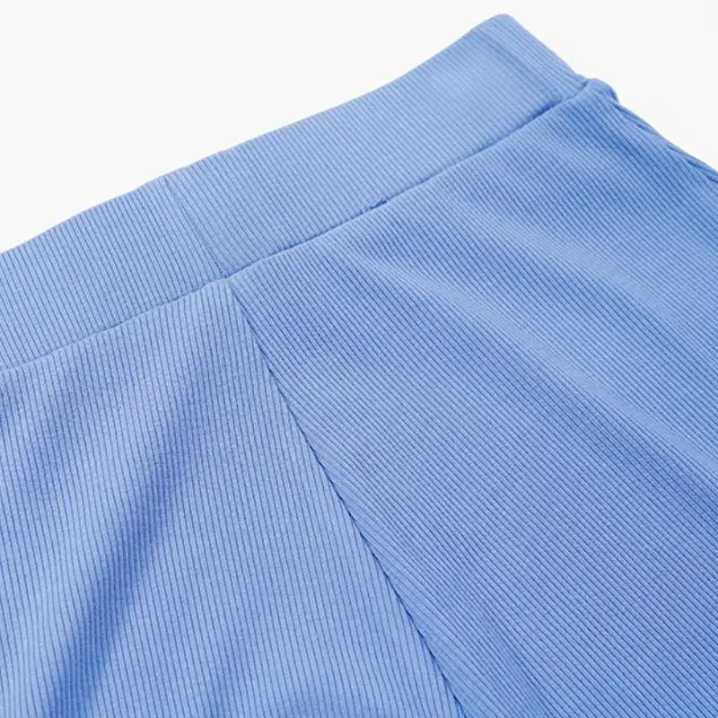 Sporty Loose Rayon Ribbed Fabric Casual Pants Women-3