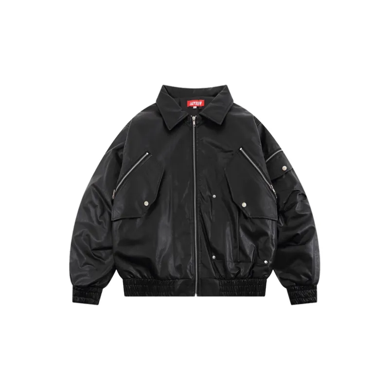 Trendy Brand Street Niche Heavy Work Motorcycle Design Loose Leather Jacket