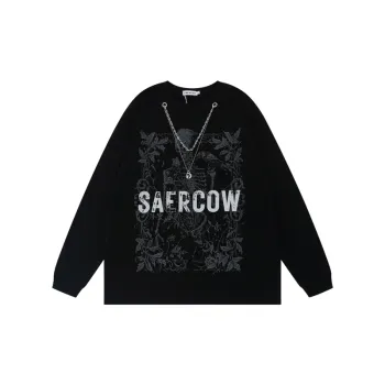 Dark Style Skull Print Chain Street Hiphop Long Sleeve T Shirt