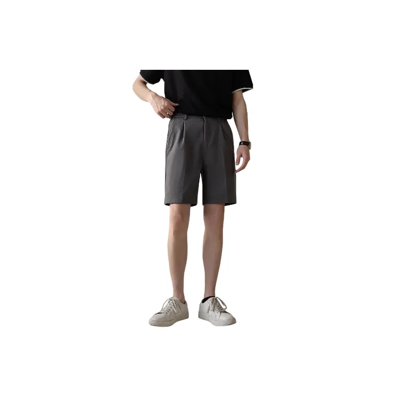 Plain Straight Leg Polyester Casual Shorts-4