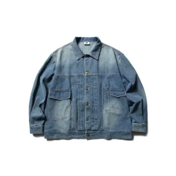 Retro Casual Washed Old Design Sense Square Collar Denim Jacket