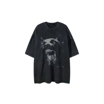 Doberman Print Washed T shirt swag OOTD