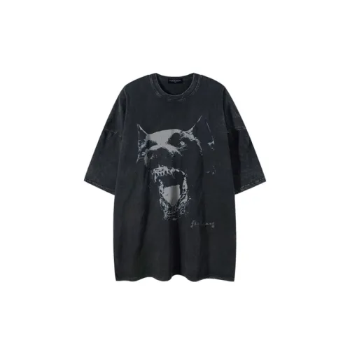 Doberman Print Washed T shirt swag OOTD