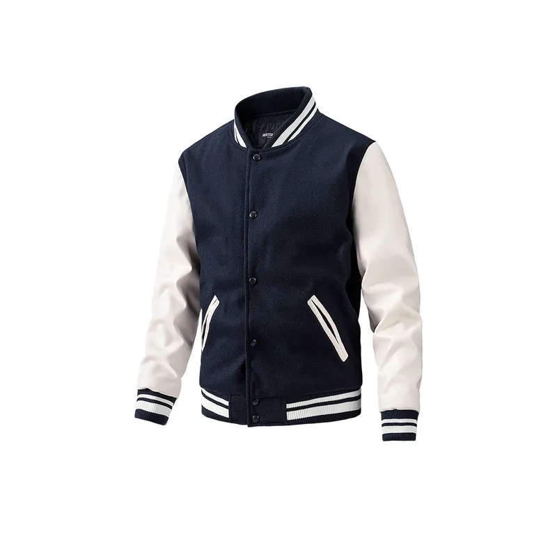 Slim Thin Cotton Wool Color Blocked Jacket-6