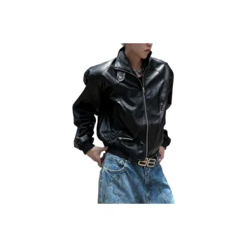 Fashionable Zipper Leather Jacket