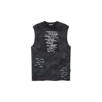 Trendy Vintage Batik Ink Letter Printing Vest