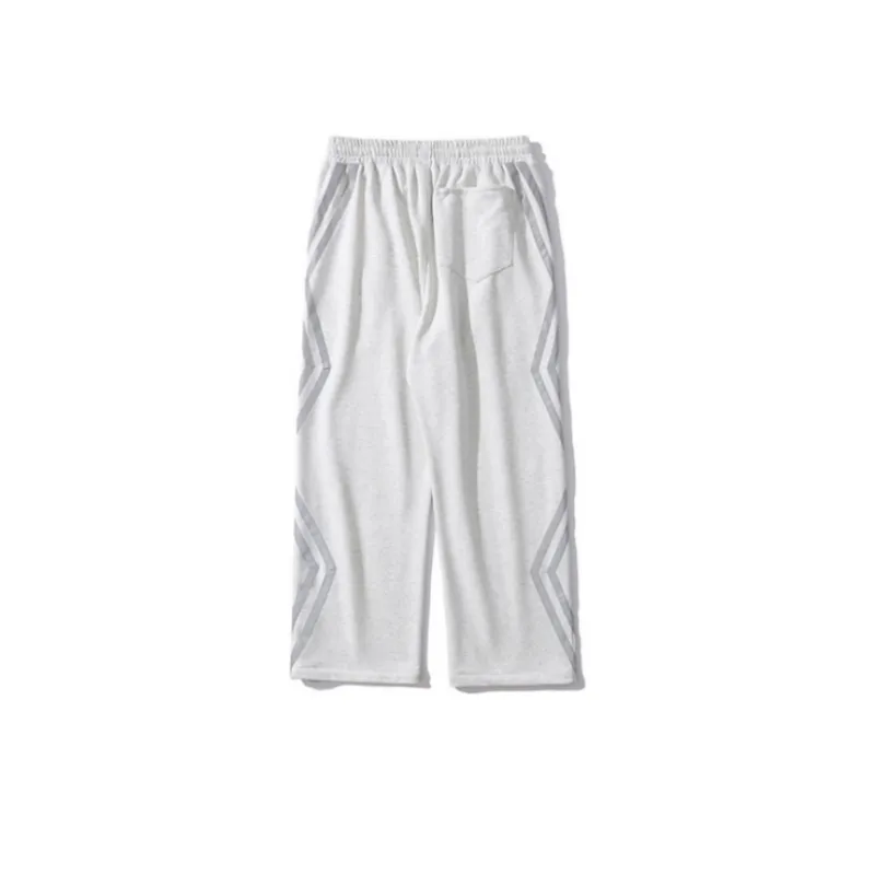 Side Stripe Zipper Straight Loose Pants-3