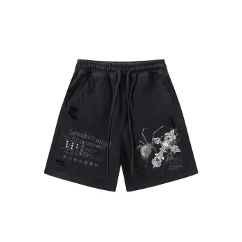 Trendy Spider Print Drawstring Shorts