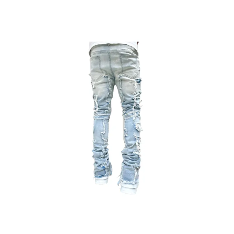 Stretch Patch Denim Straight Pants-1