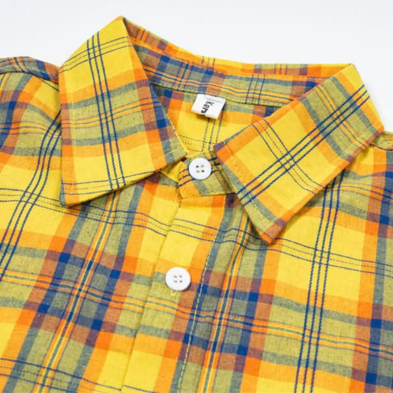 Loose Plaid Cotton Blended Fabric Shirt Unisex-2