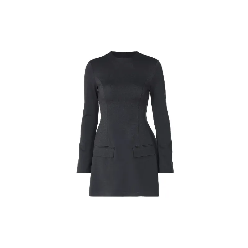 Simple Plain Polyester Dress Women-3