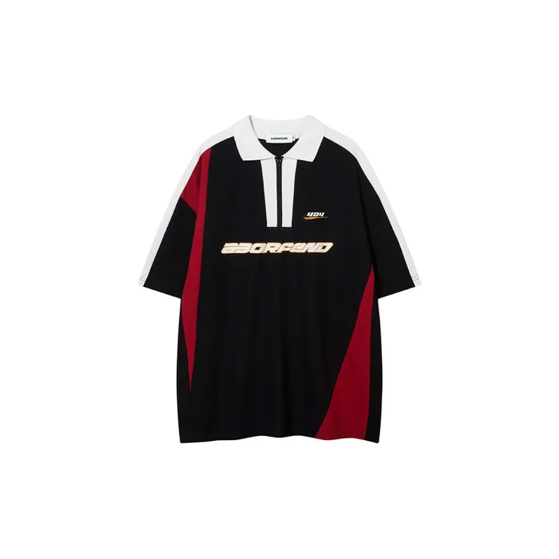 Retro Trendy Loose Letter Polo Shirt-0