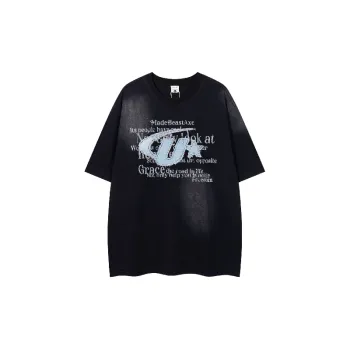Retro Embroidery 100% Cotton T Shirt