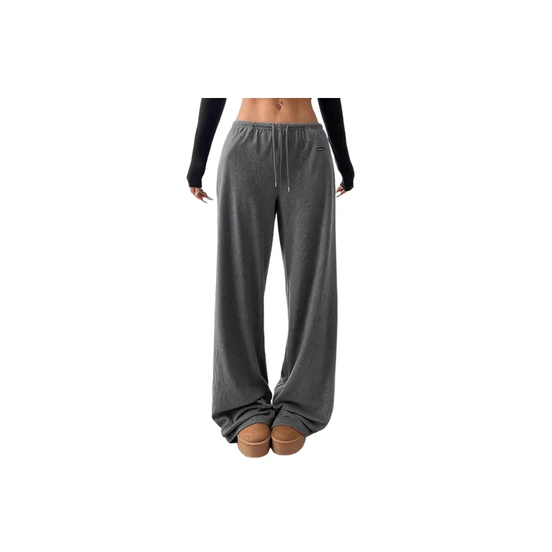 Loose Basics Polyester Casual Pants Women-2