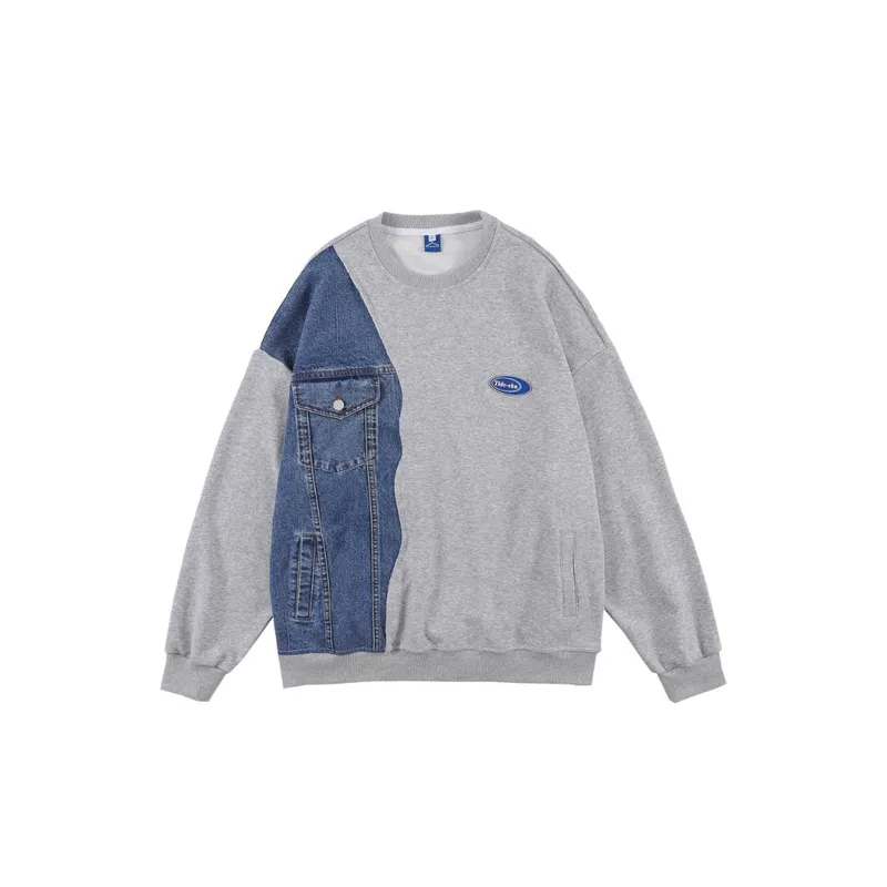 Denim Stitching Sweatshirt-3