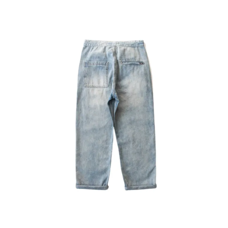 Washed Loose Straight Jeans-1