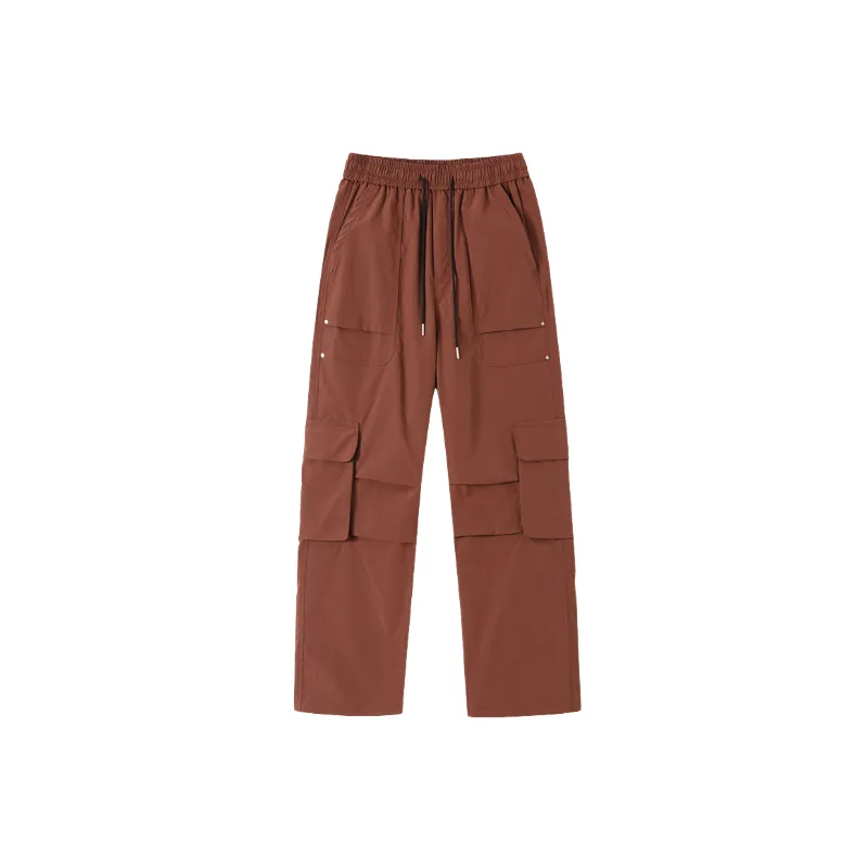 Simple Plain Blended Synthetic Fabrics Cargo Pants-8