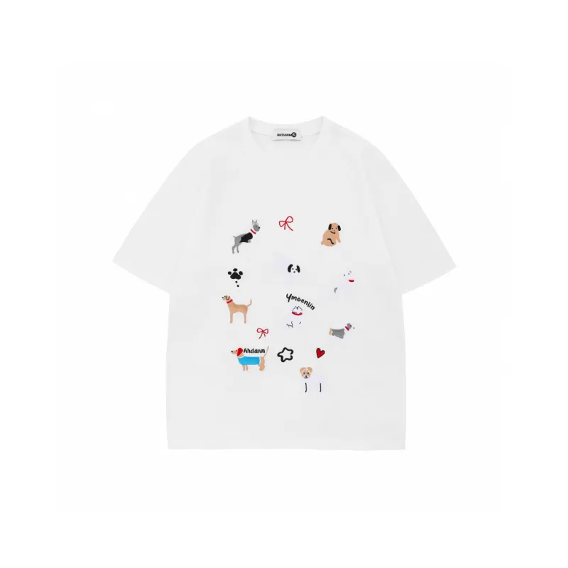 Fashion Embroidery Cotton Blended Fabric T Shirt Unisex-2