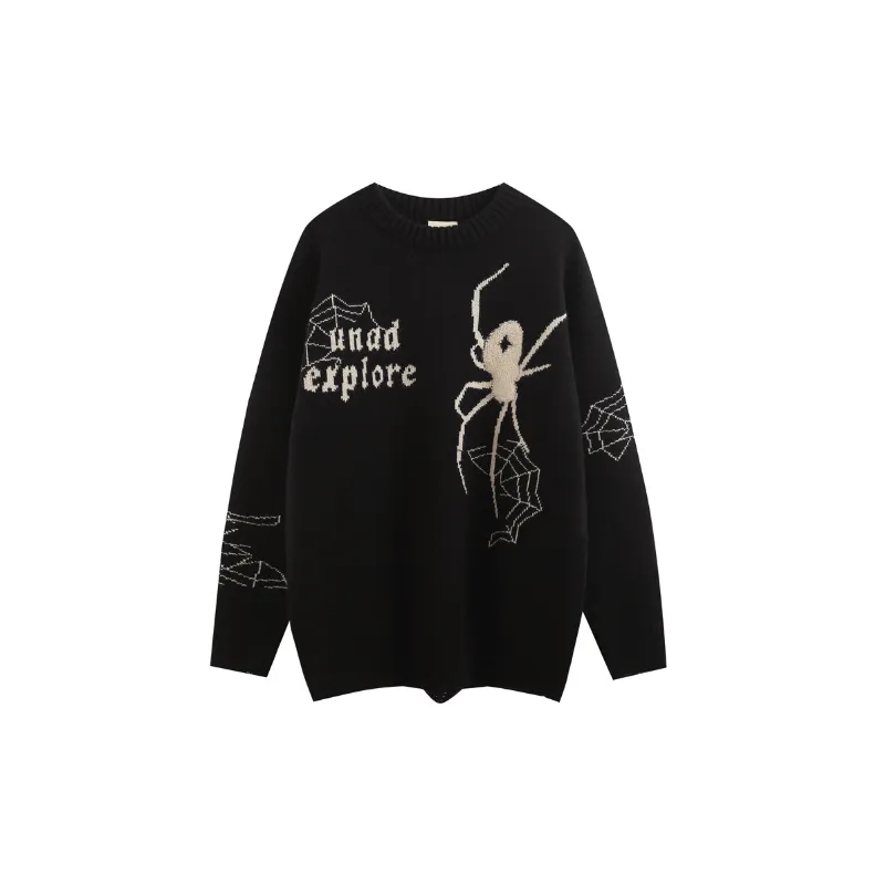 New Season Trendy Design Spider Print Sweater