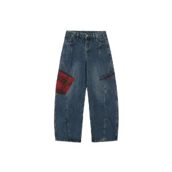 Trendy Plaid Jeans Unisex