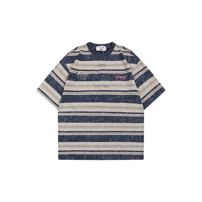 Retro Striped Street Hip Hop Couple Tee