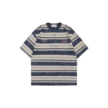 Retro Striped Street Hip Hop Couple Tee