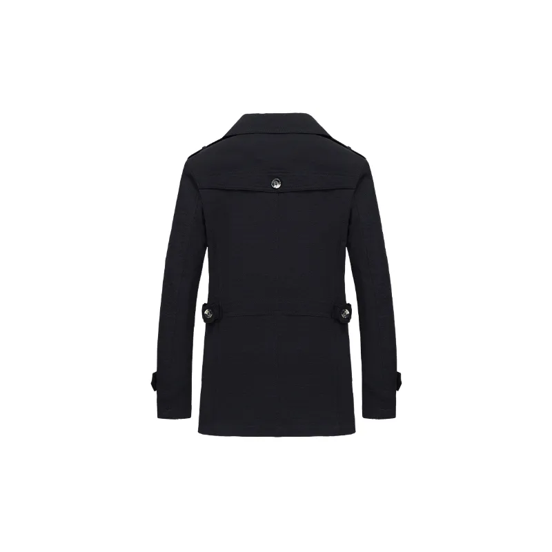 Casual Long Blended Synthetic Fabrics Trench Coat-2