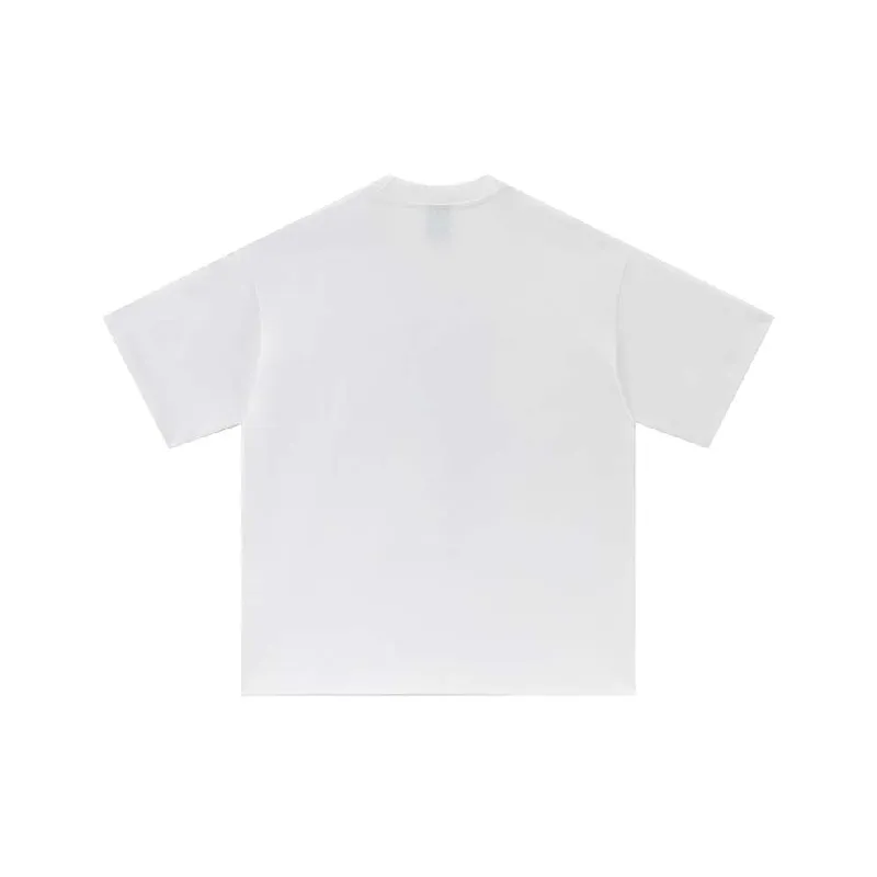 Retro Letter Cotton Blended Fabric T Shirt-7