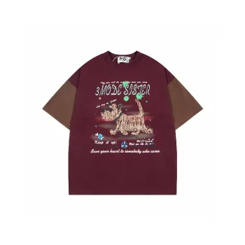 Casual Contrast Color Cotton T Shirt Unisex