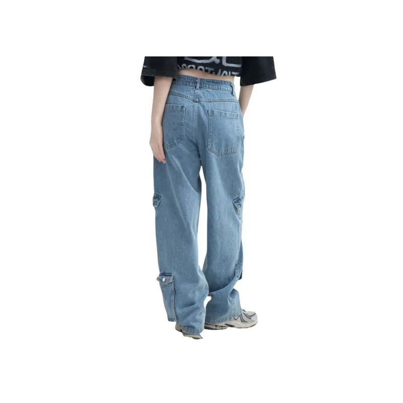 Retro Style Wash Water Jeans With Multiple Pockets-3