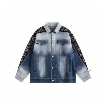Washed Retro Ethnic Denim Jacket