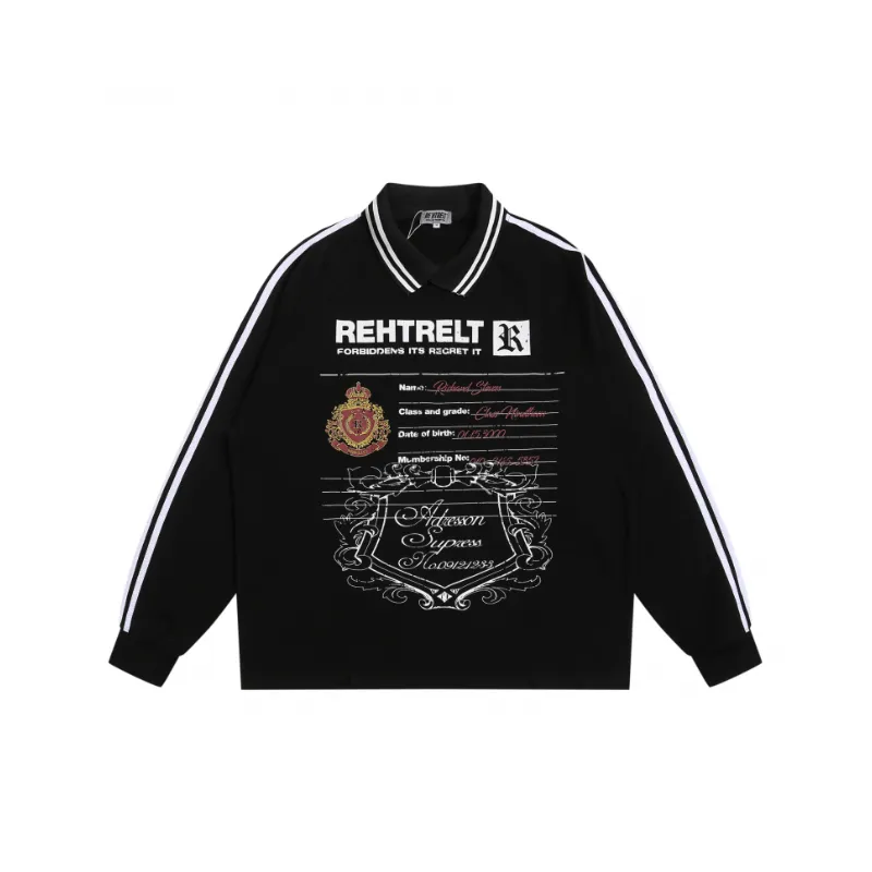 Retro Sports Loose Casual Letter Polo-0