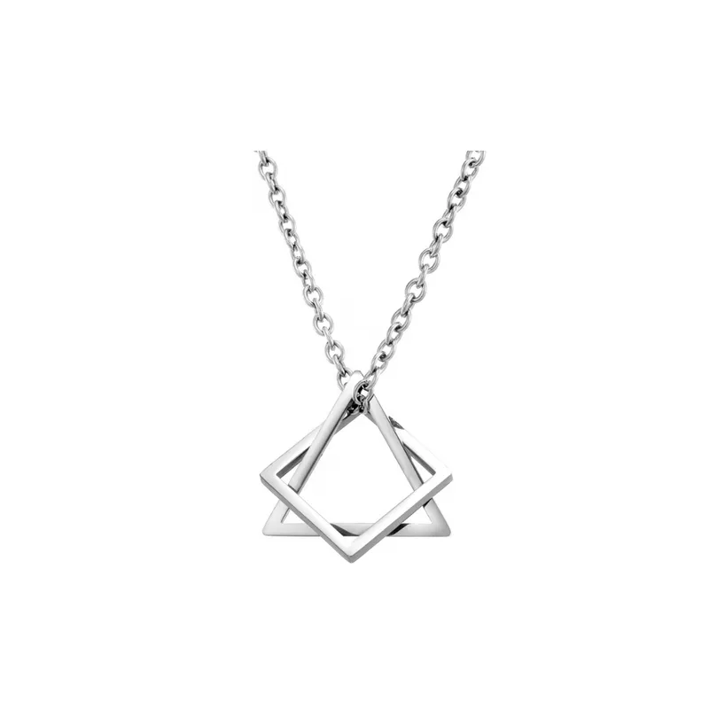 Hiphop Triangle Square Combination Titanium Steel Necklace-0