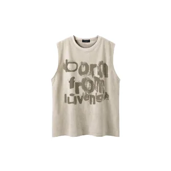 Fashion Casual Letter Cotton Blended Fabric Vest