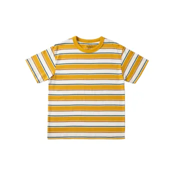 Fashionable Striped Long Staple Cotton T Shirt Unisex