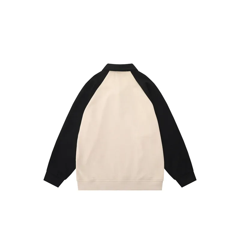 New Arrival Trendy Stitching Collared Printed Loose Hoodie-1