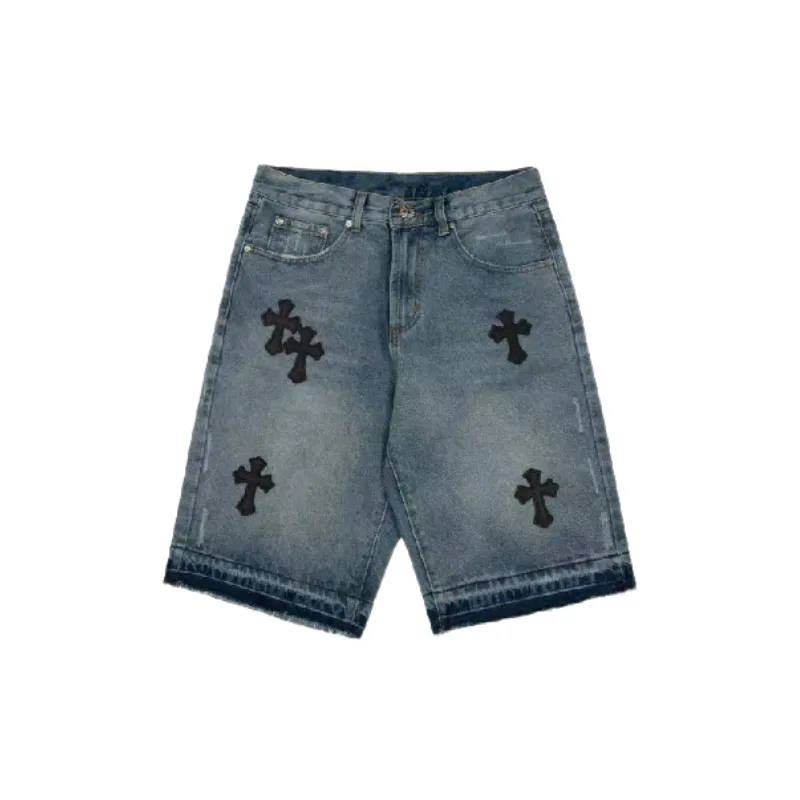 Retro Street Denim Shorts Unisex - POIZON Retro Street Denim Shorts Unisex - POIZON