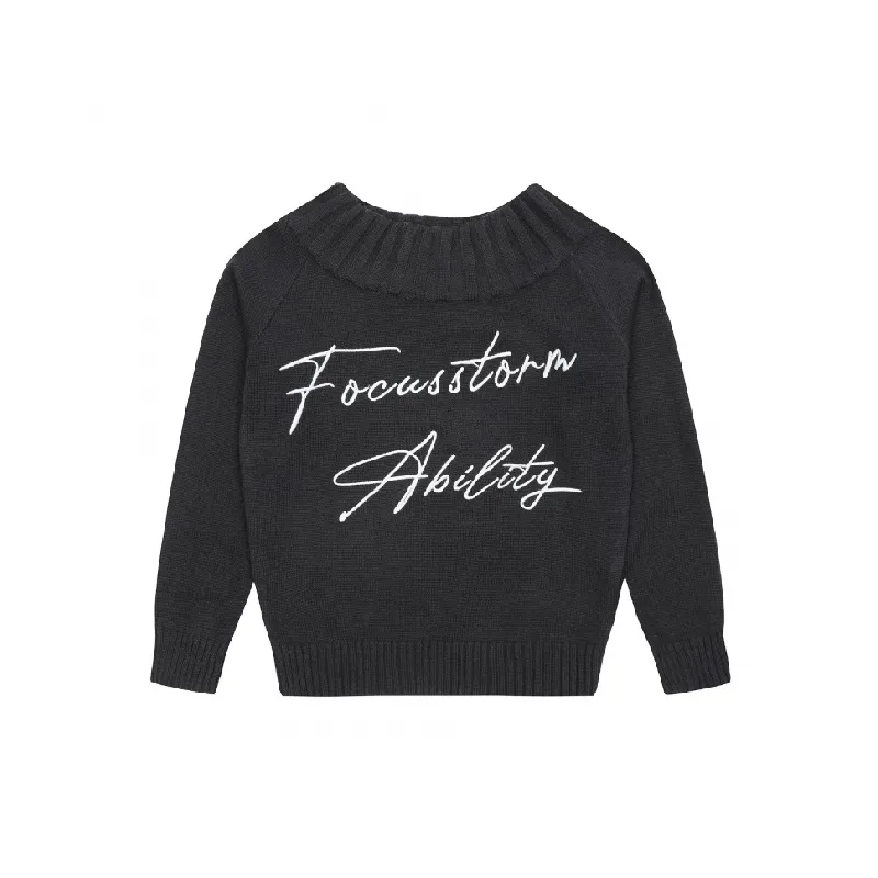 Retro Hip Hop Letter Acrylic Fibres Sweater Women-0