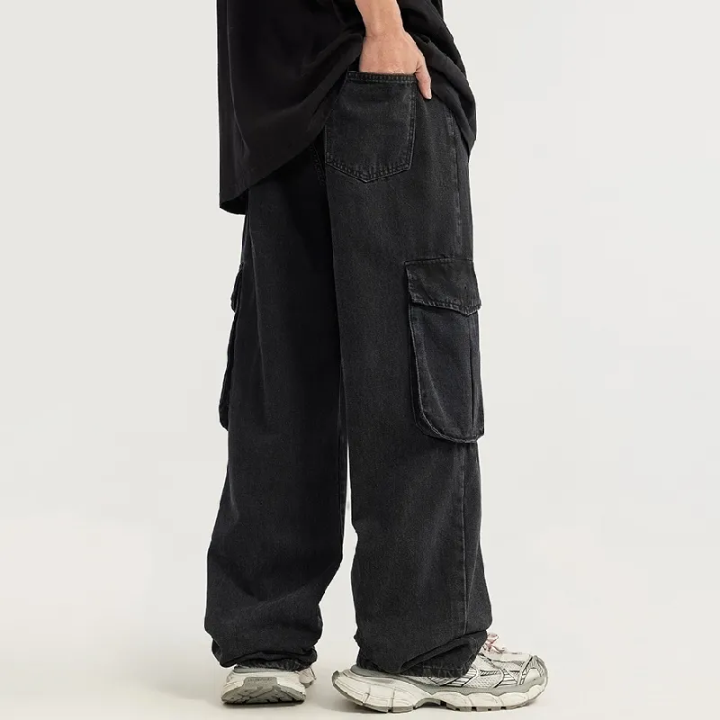Fashionable Washed Straight Leg Jeans-3