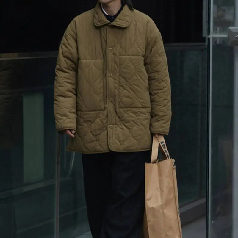 Street Loose Blended Synthetic Fabrics Quilted Jacket-2