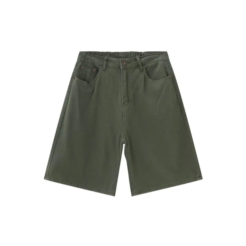 Simple Loose Denim Shorts Unisex-0