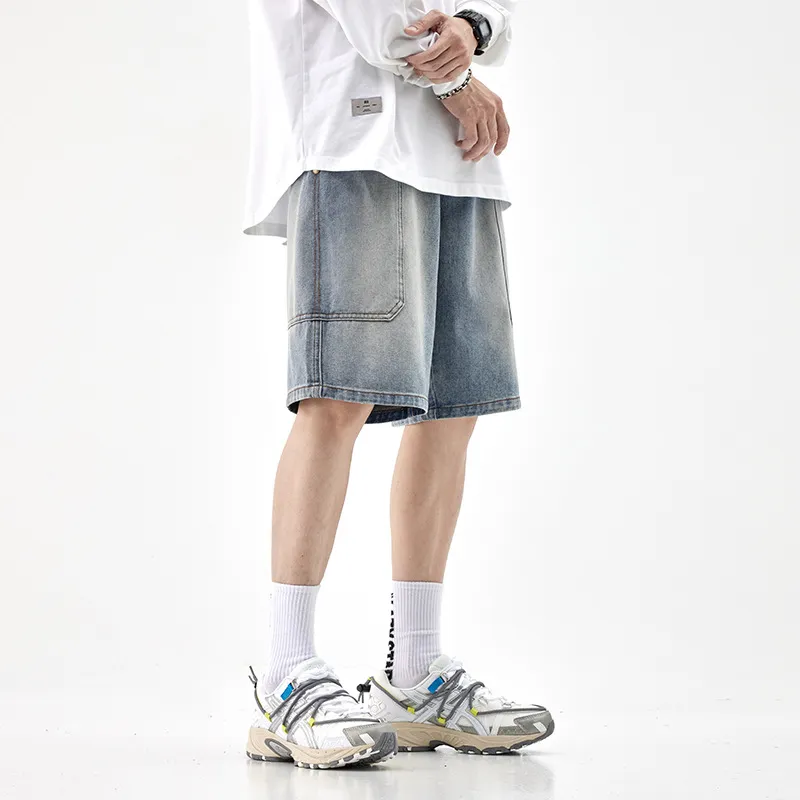 Casual Plain Denim Shorts-2