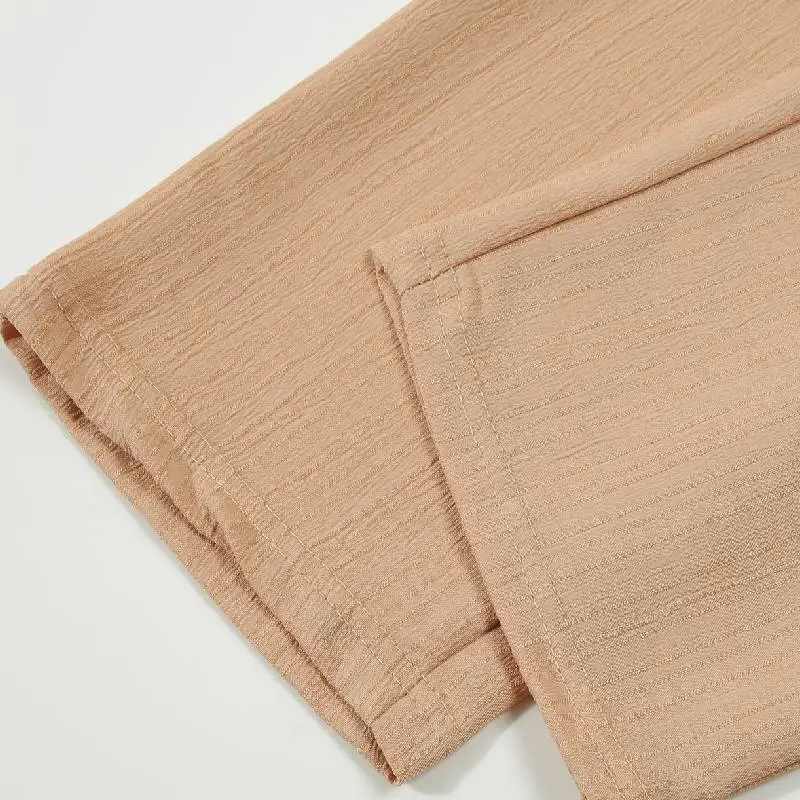 Loose Plain Linen Casual Pants-4