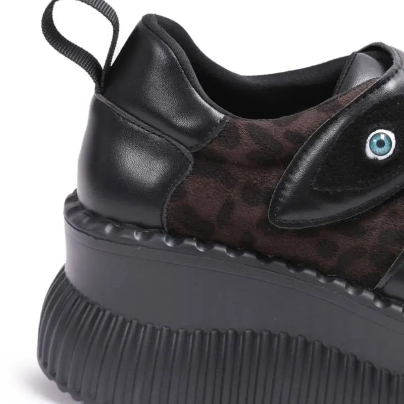 Leopard Print Contrast Color Platform Shoes-1