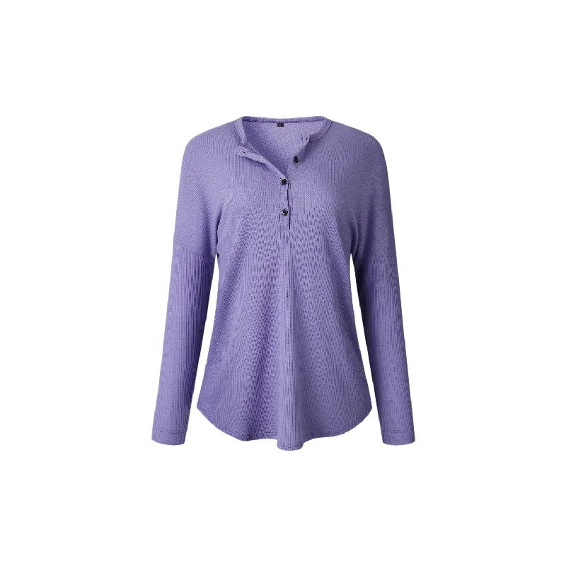 Fashionable Plain Knitted Fabric T Shirt Women-0
